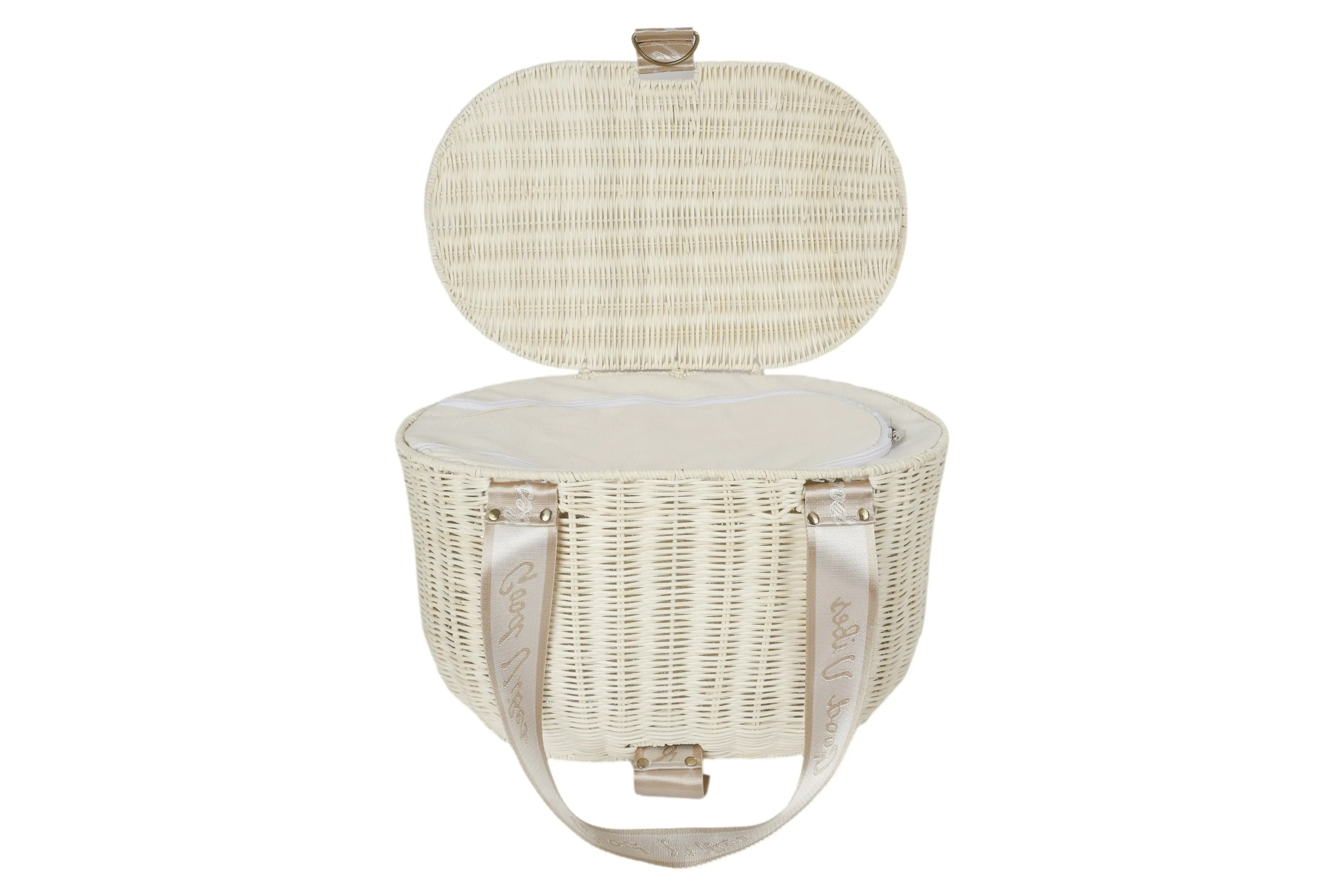 Insulated Oblong Rattan Picnic Basket