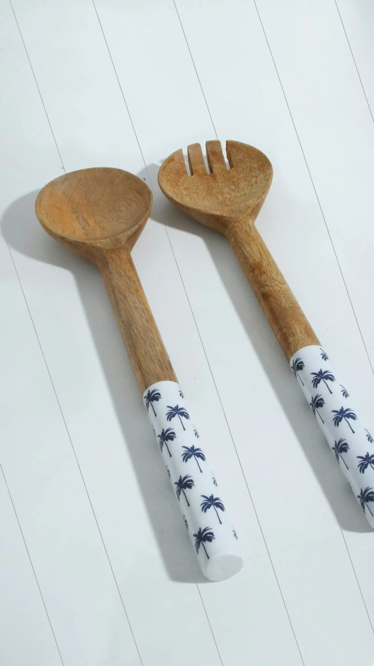 Belize Blue Palm Salad Servers Set Of 2