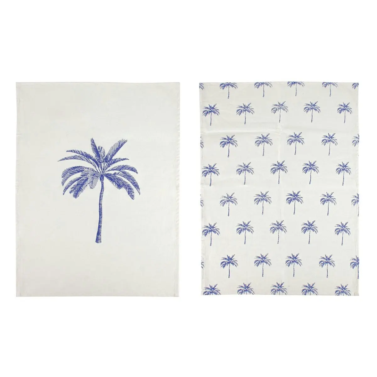 Belize Blue Palm Print Cotton Tea Towel 2 Pack