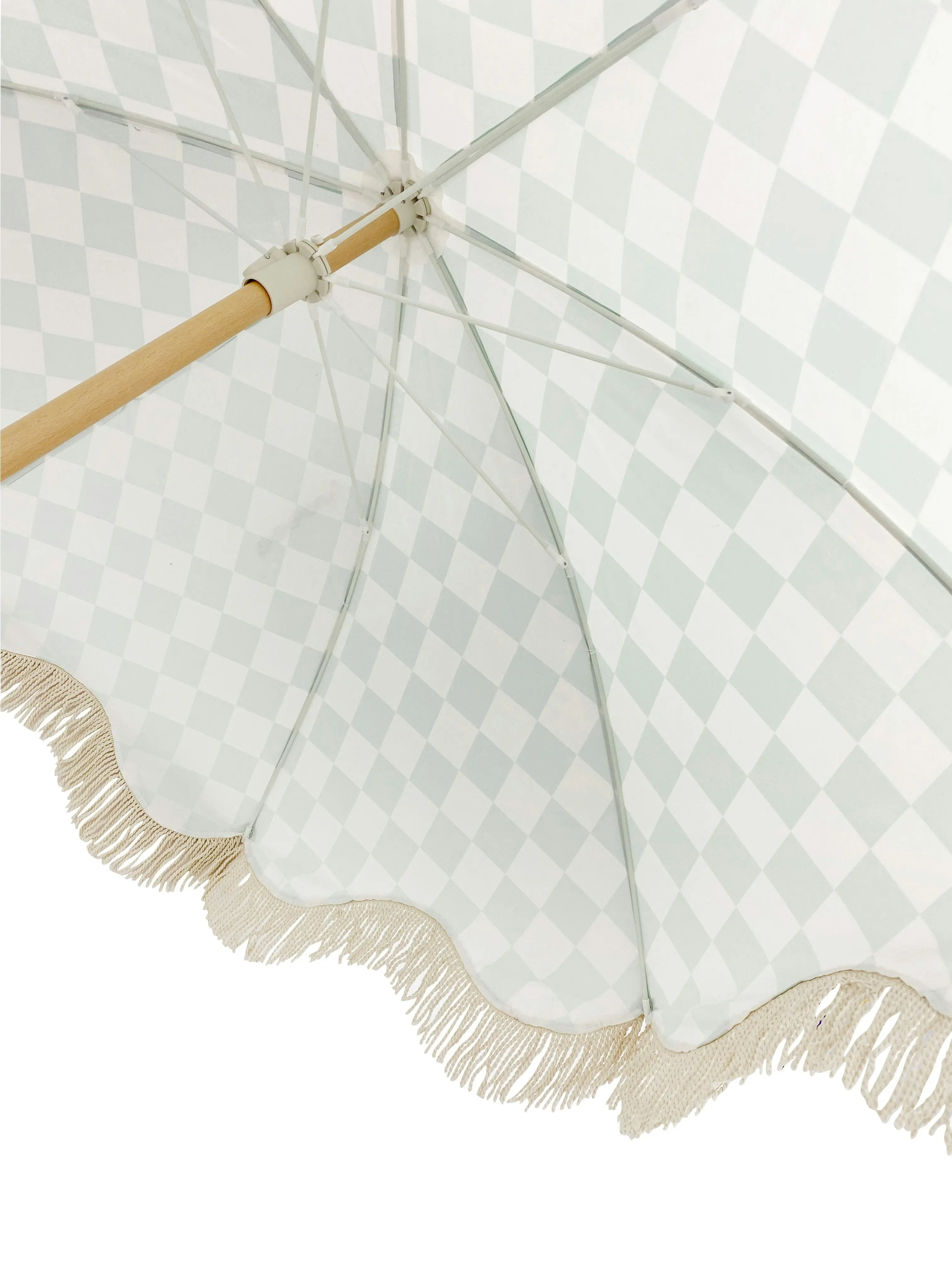 Luxe Canvas Beach Umbrella 2M - Sage Check