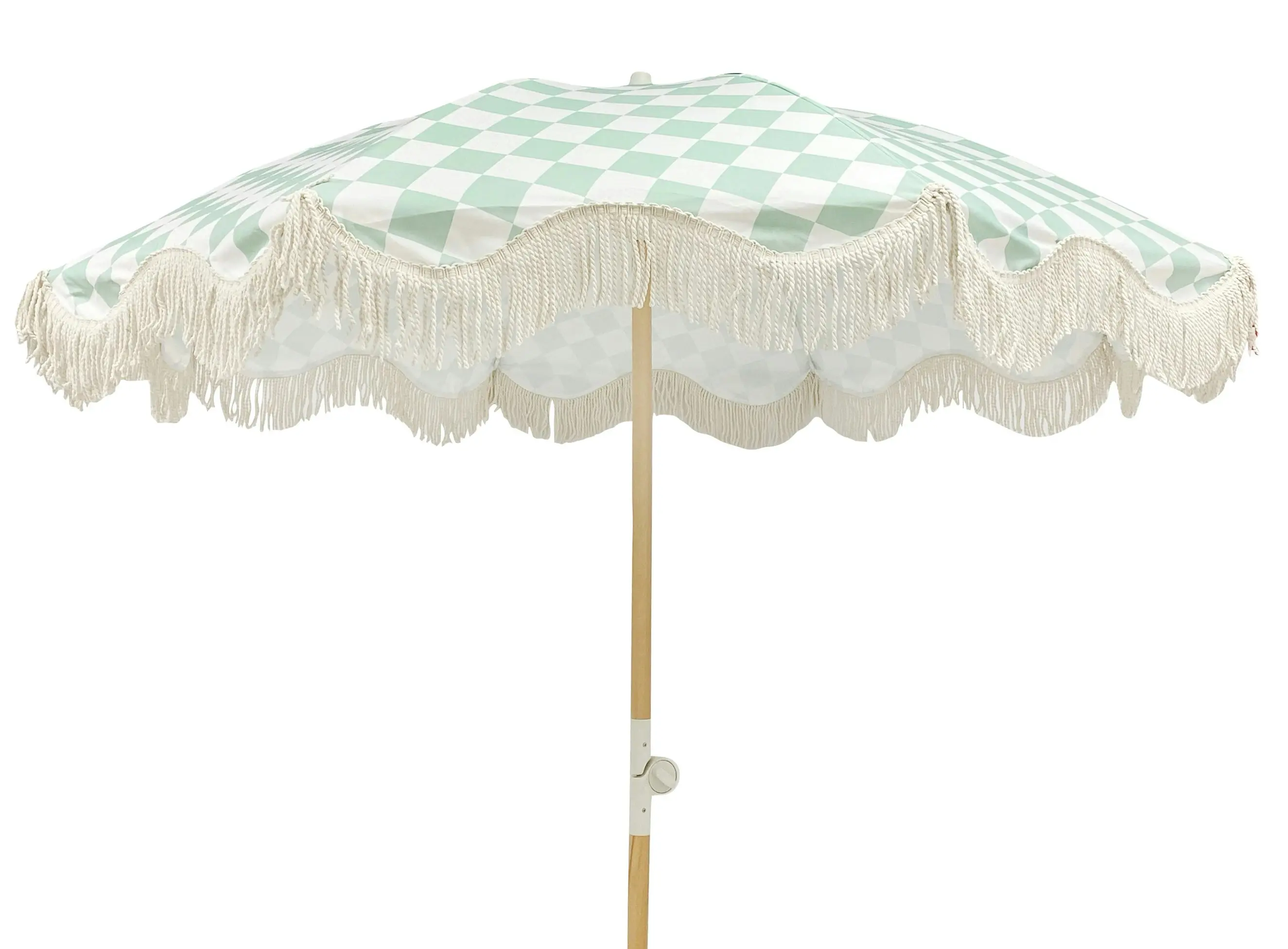 Luxe Canvas Beach Umbrella 2M - Sage Check