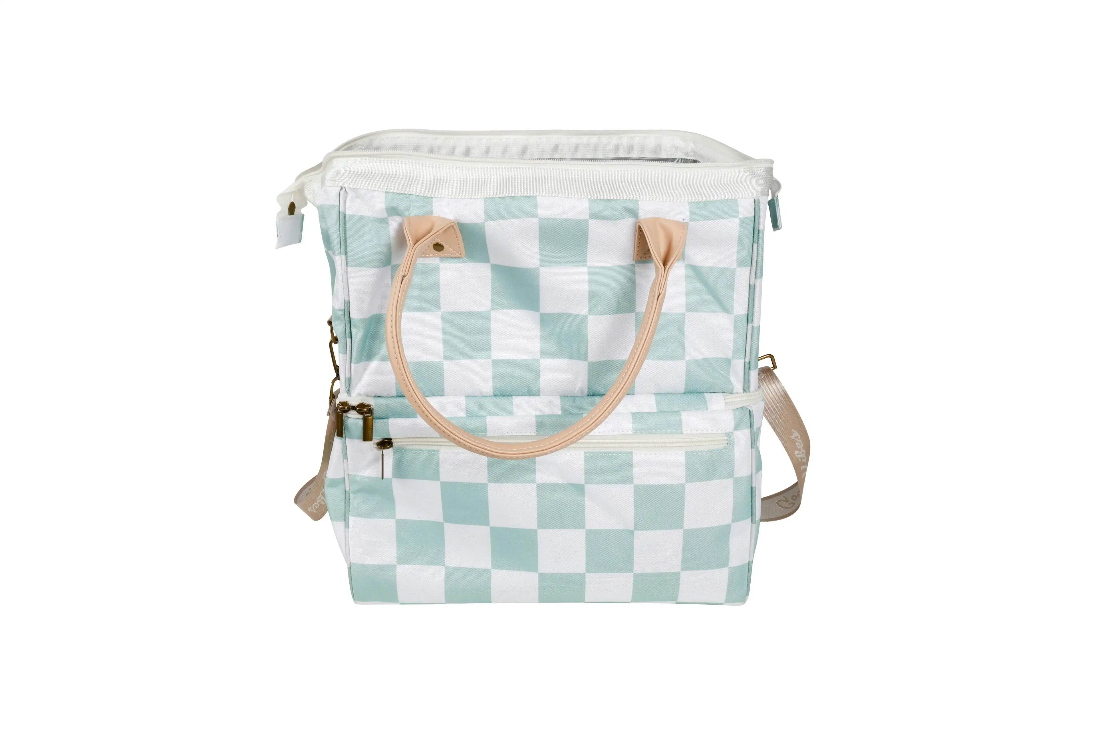 Insulated Picnic Cooler Bag - Sage Check