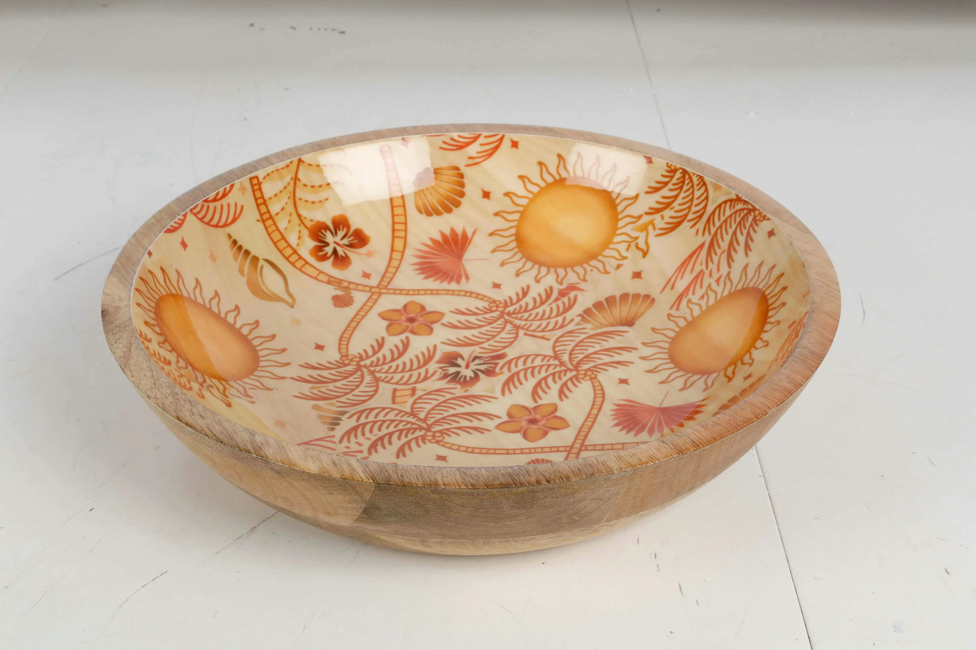 Round Enamel Salad Bowl - Moroccan Palm 32cm