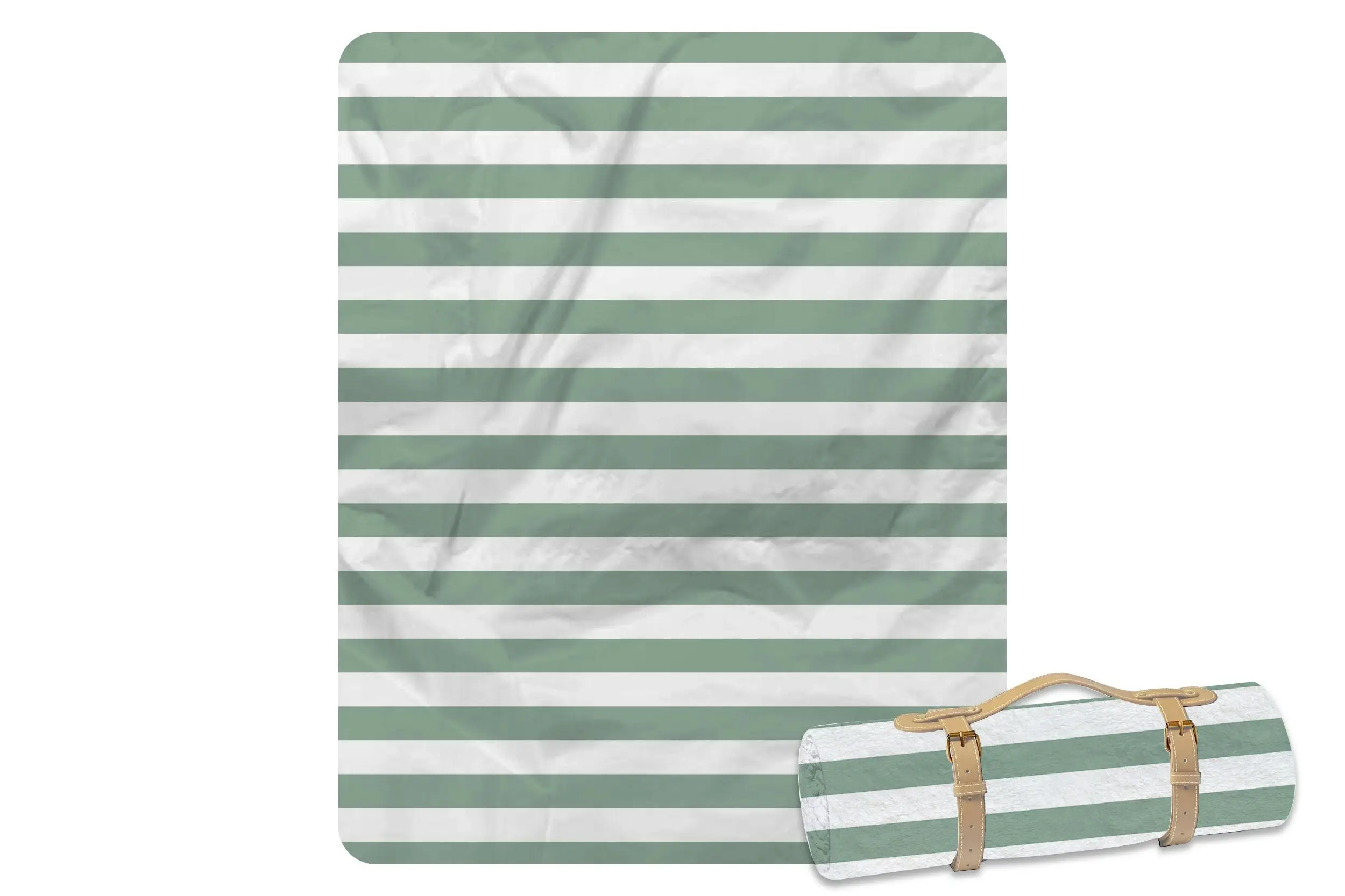 Family Picnic Blanket With Carry Strap 200 x 150cm - Hamptons Sage