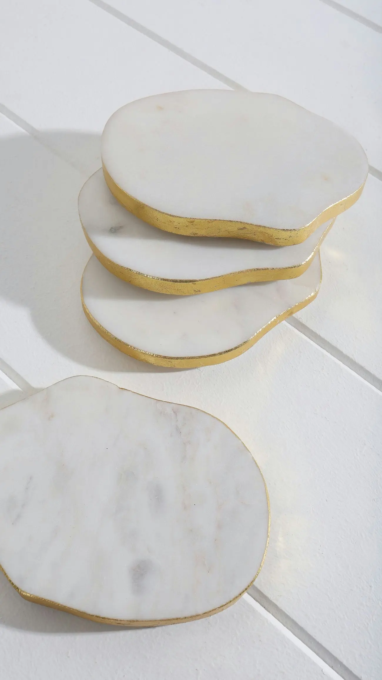 Wendell Marble Set Of 4 Coasters With Gold Foil