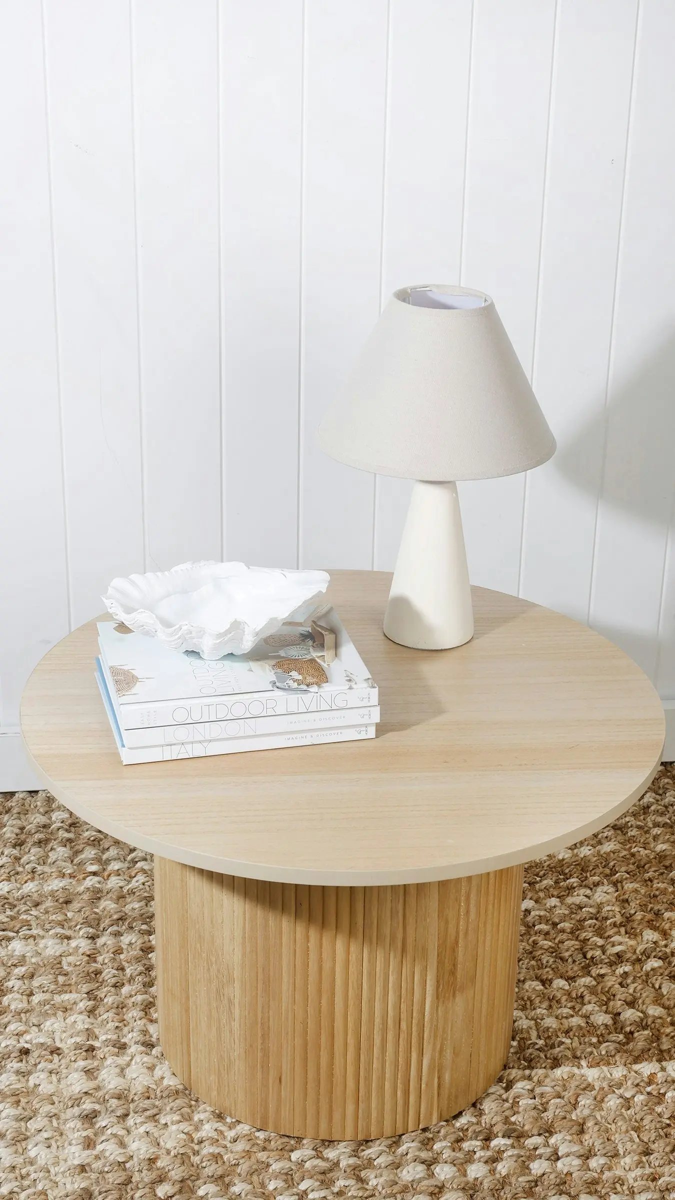 65cm Aimee Fluted Round Coffee Table Natural