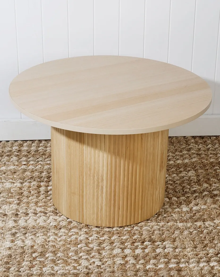 65cm Aimee Fluted Round Coffee Table Natural