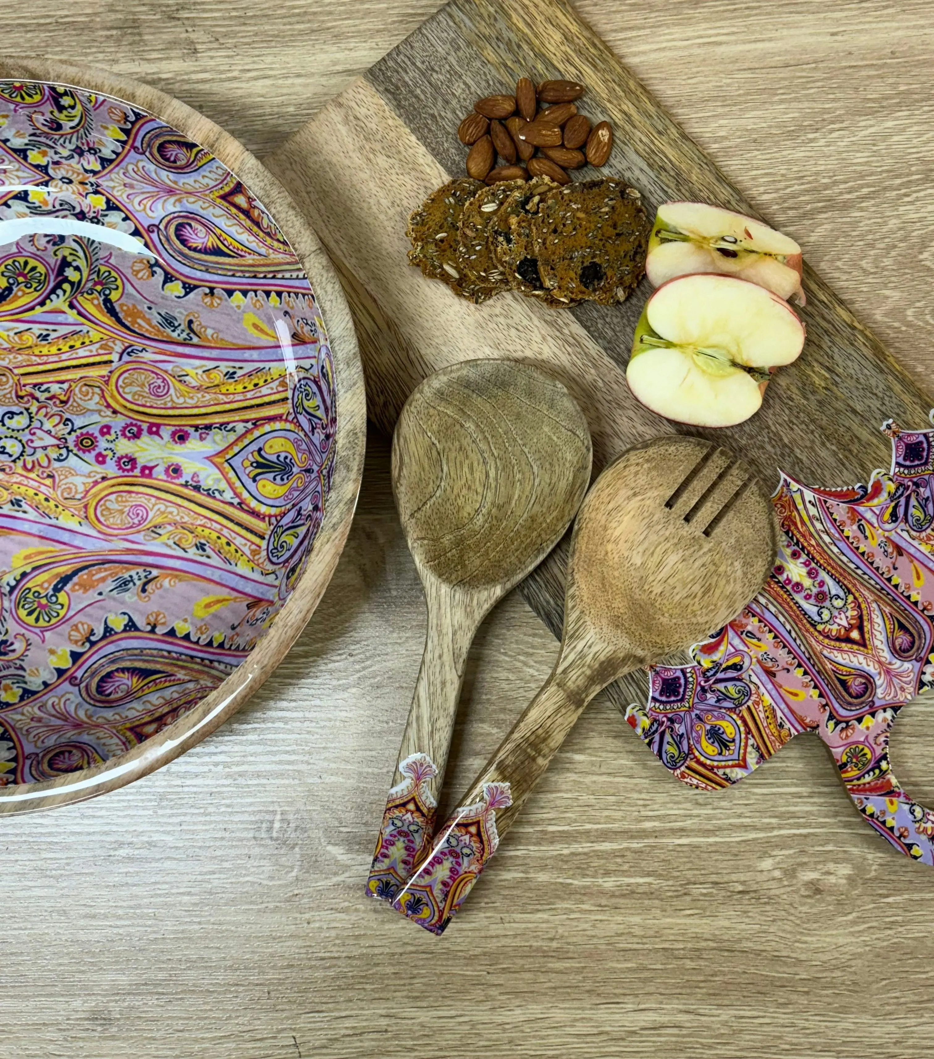 2Pc Salad Servers Mango Wood - Nomad Paisley