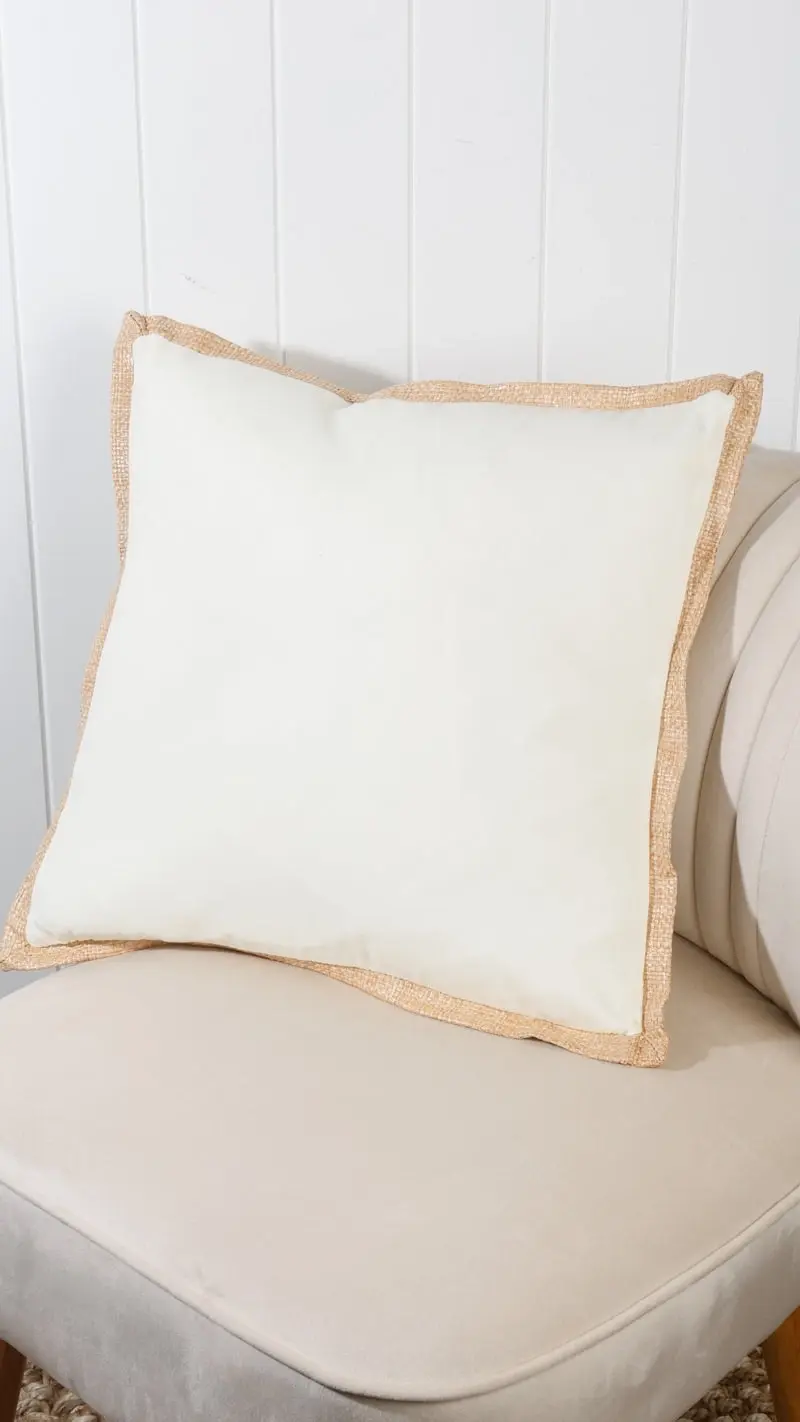 Aspen Outdoor Cushion White With Jute Trim 45 x 45 x 5cm