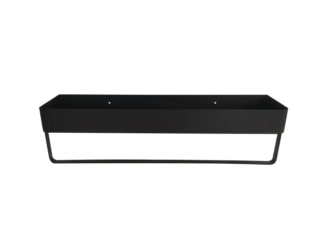 Black Metal Bathroom/Utility Shelf With Rail, 50 x 13 x 13cm