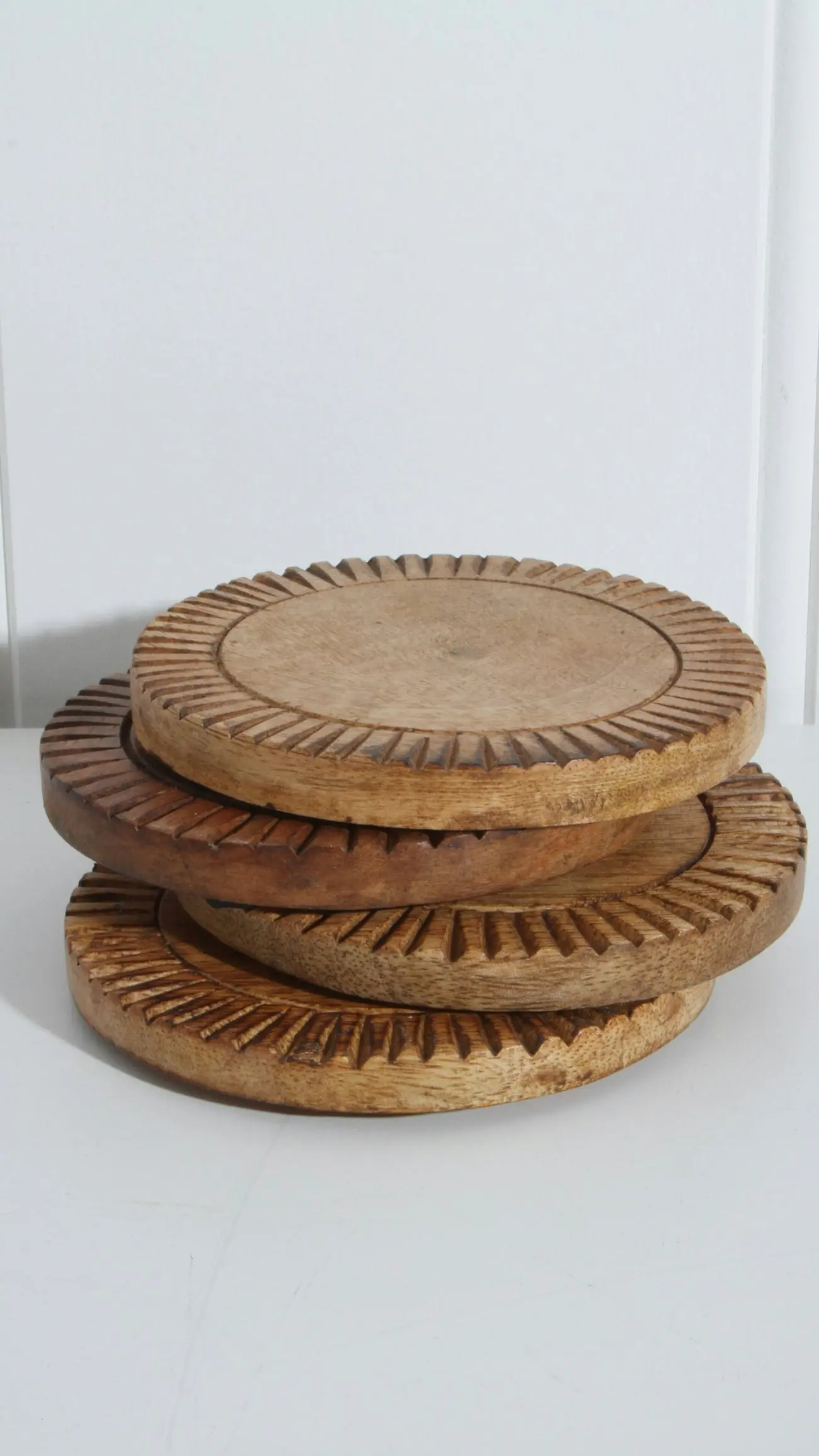 Ives Mango Wood Round Coasters Set Of 4