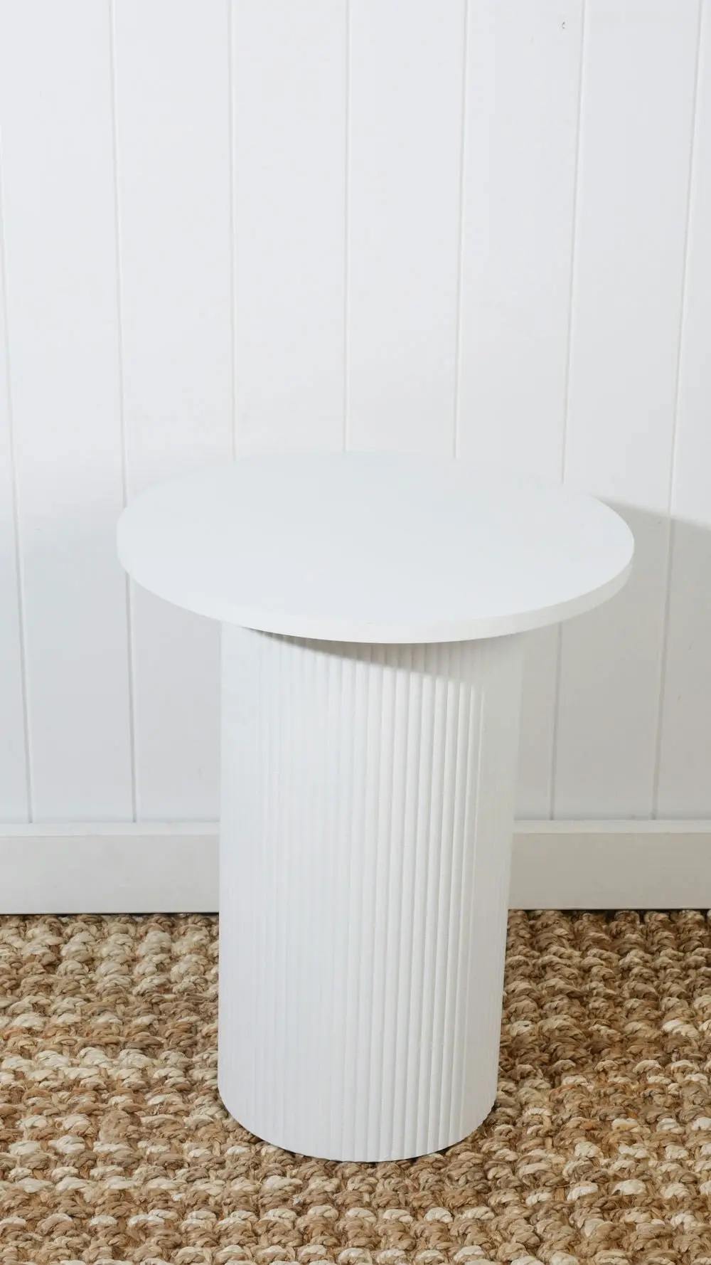 40cm Blanche Fluted Round Coffee Table White