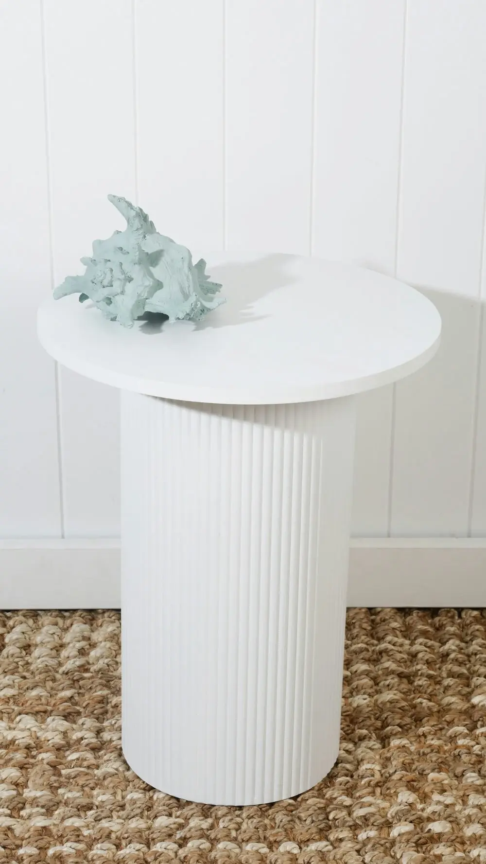 40cm Blanche Fluted Round Coffee Table White