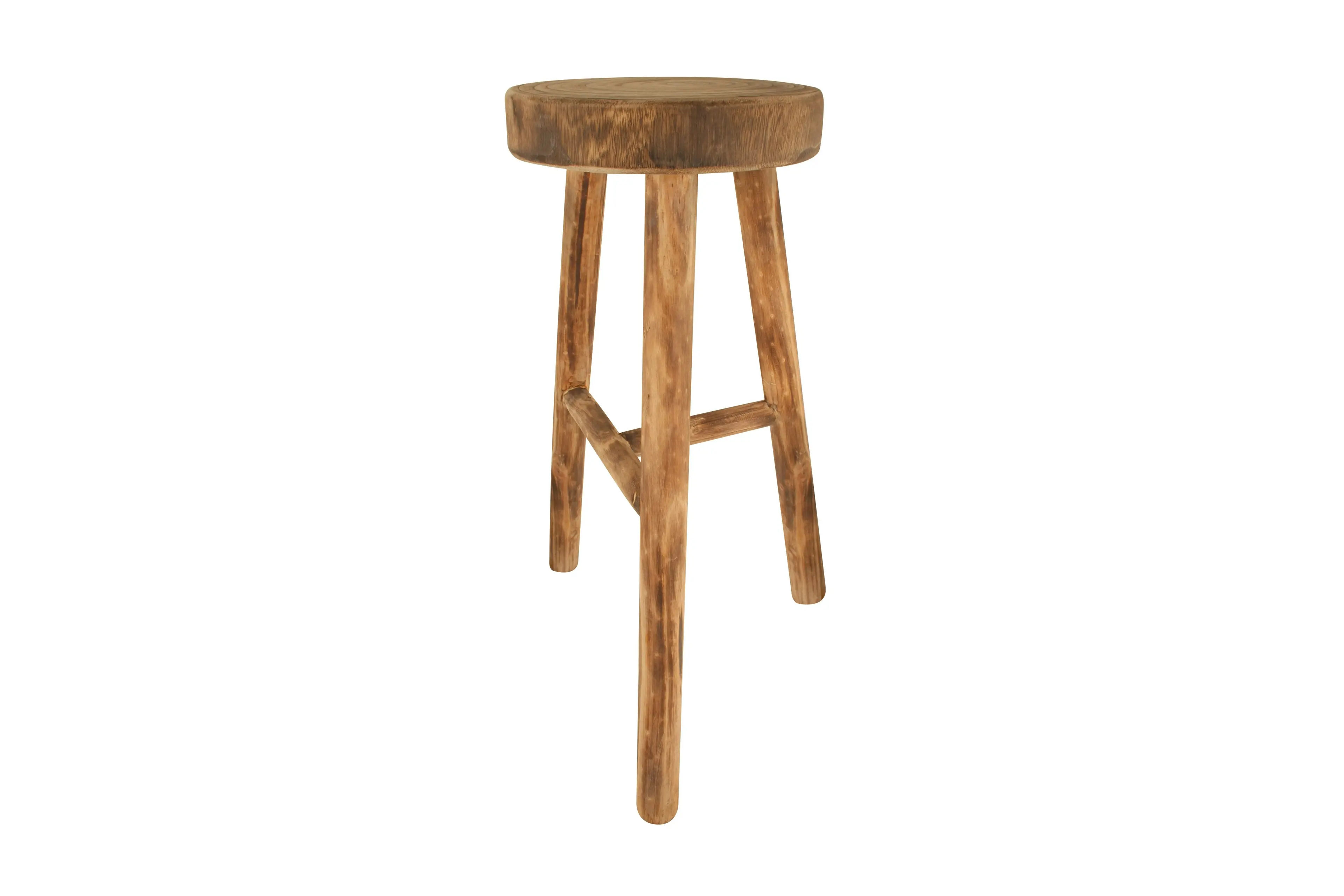 Natural Wooden Stool, 60cm H x 26cm D