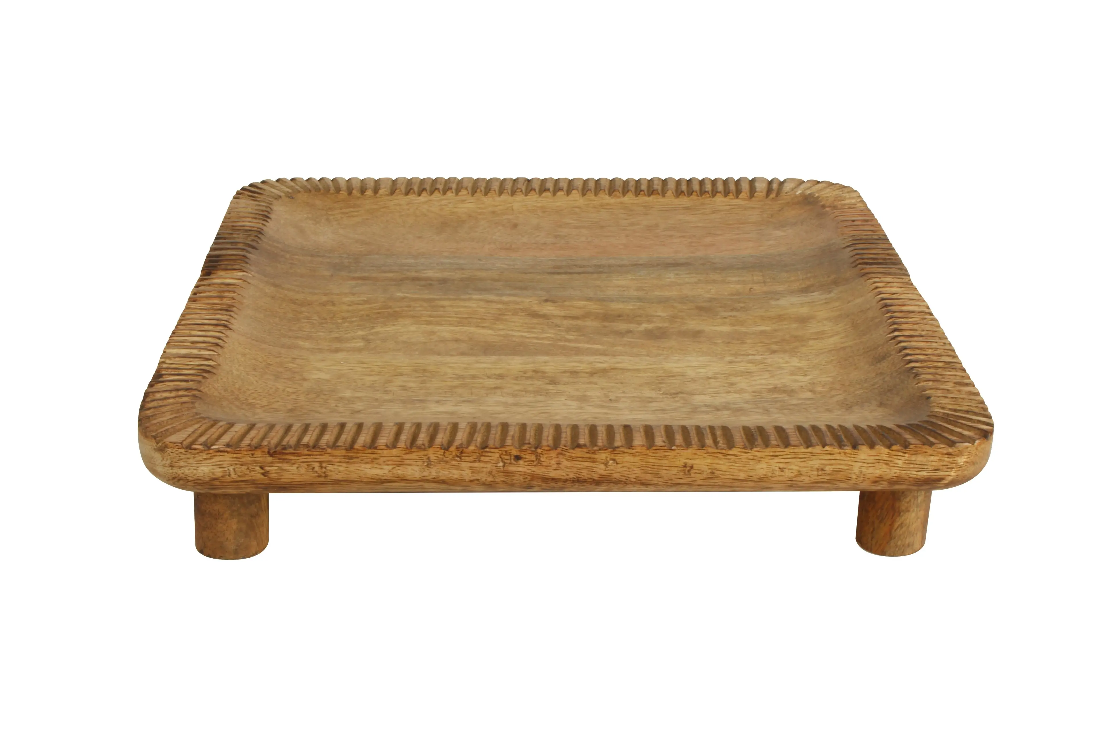 Iblis Natural Mango Wood Square Tray With Legs