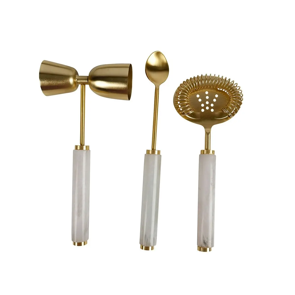 Ophelia Set of 3 Cocktail Tools - Pearl with Gold Accent