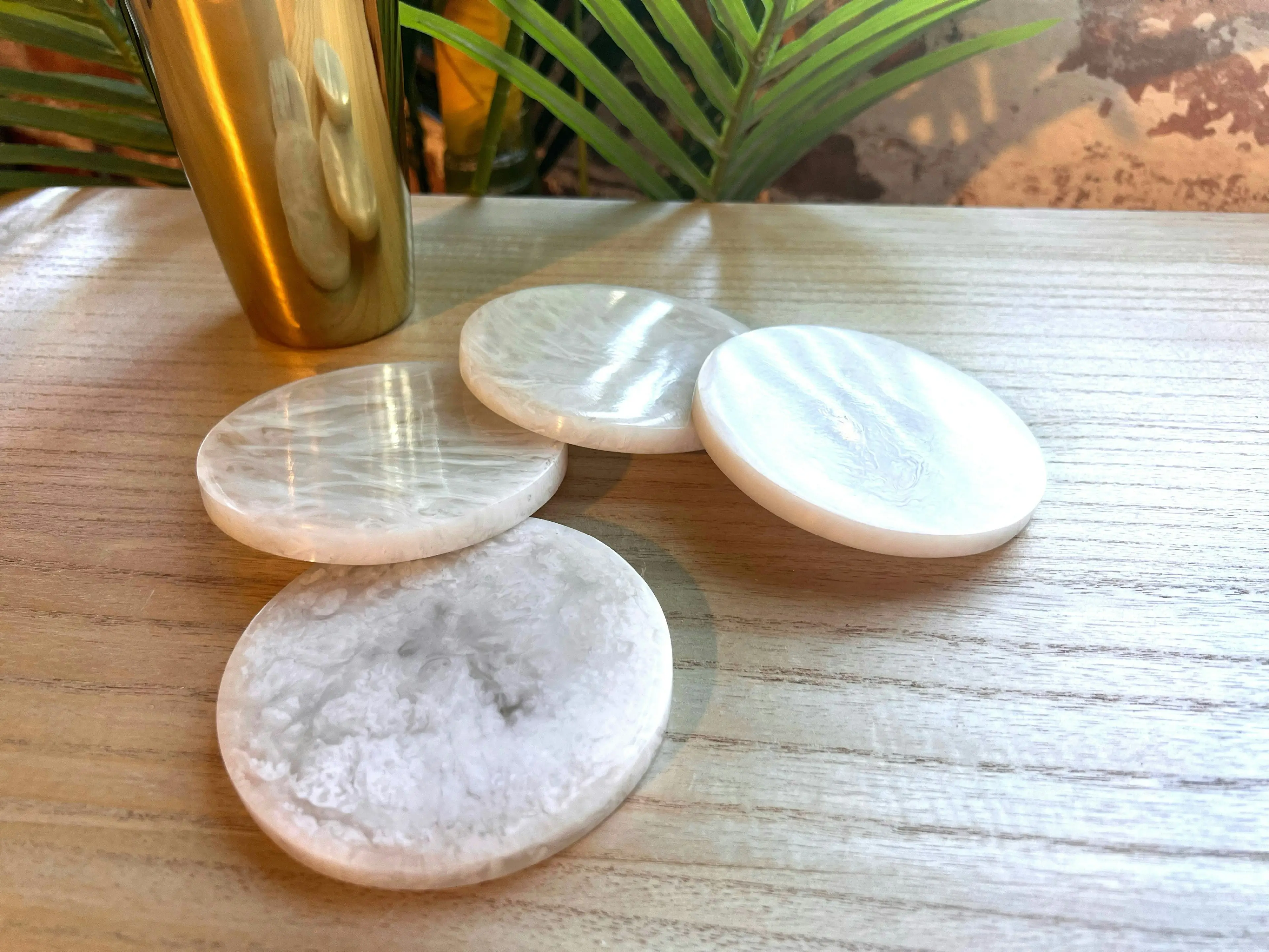 Ophelia Set Of 4 Coasters - Pearl