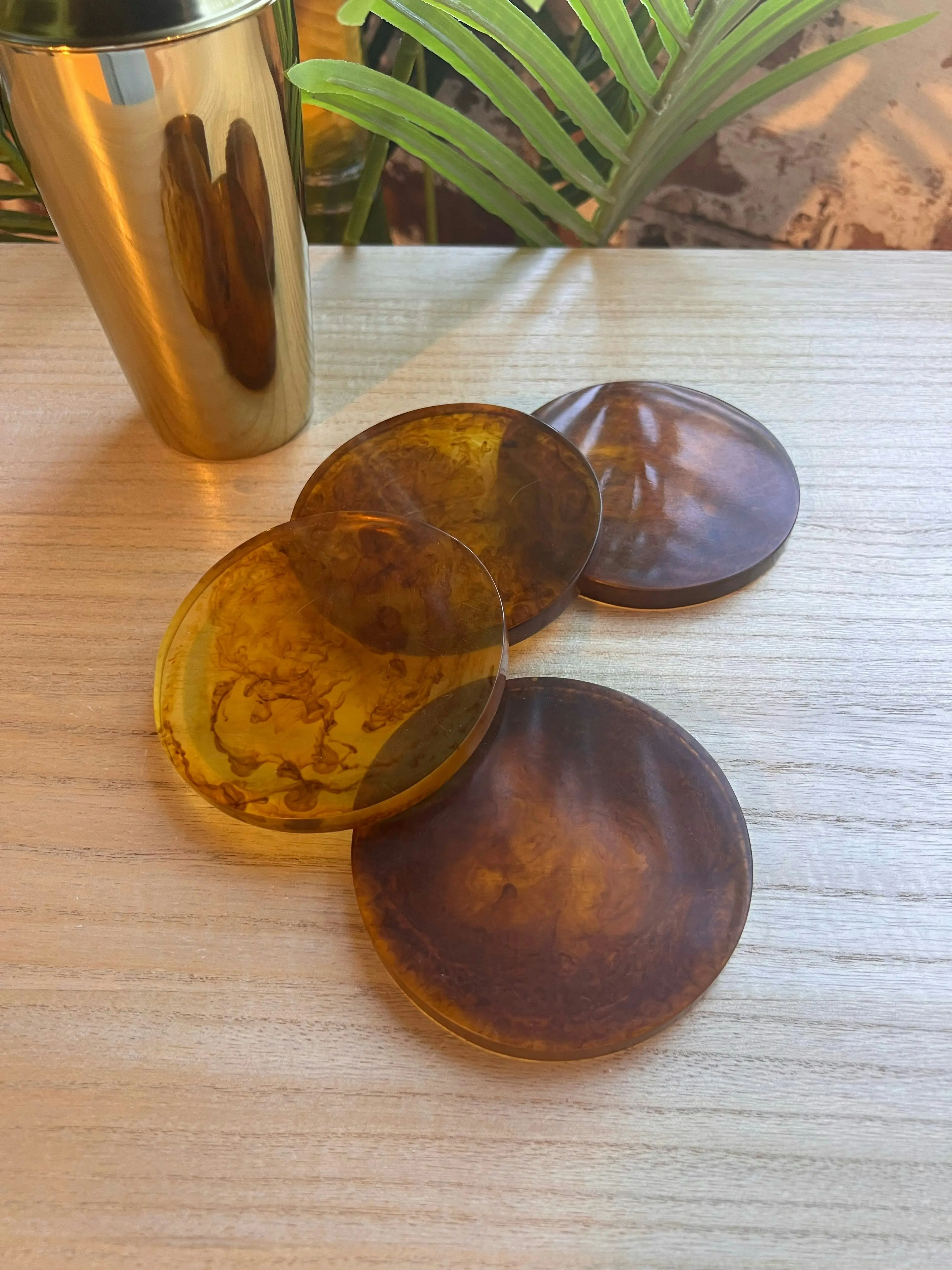 Ophelia Set Of 4 Round Coasters - Tobacco