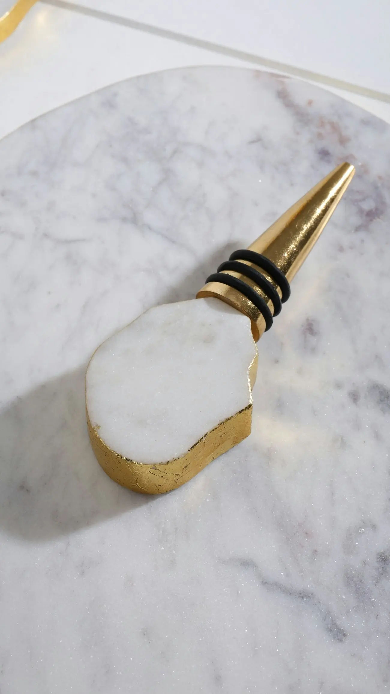 Wolcott Marble Wine Stopper With Gold Foil