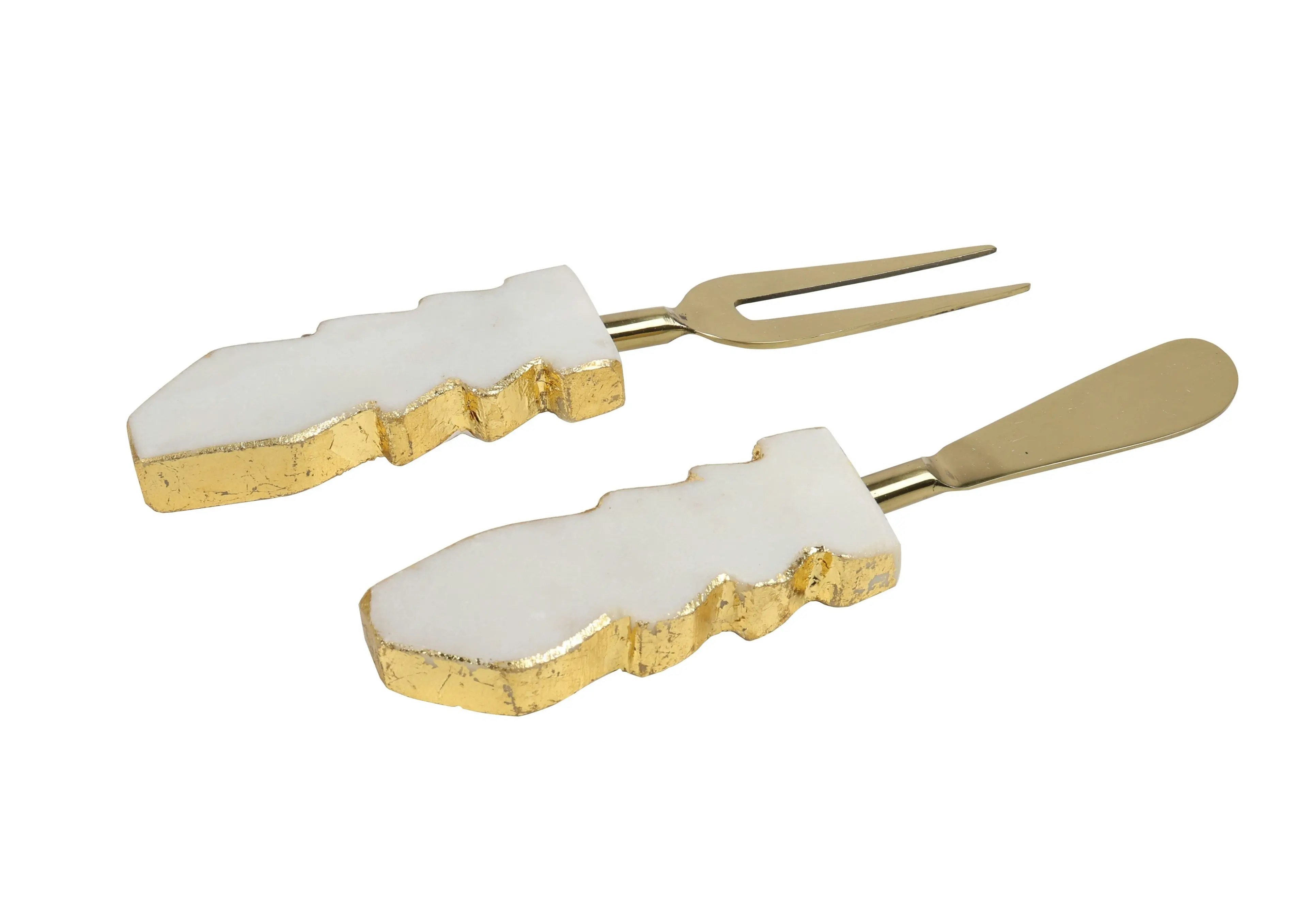 Wonda Marble Set Of 2 Cheese Knives With Gold Foil