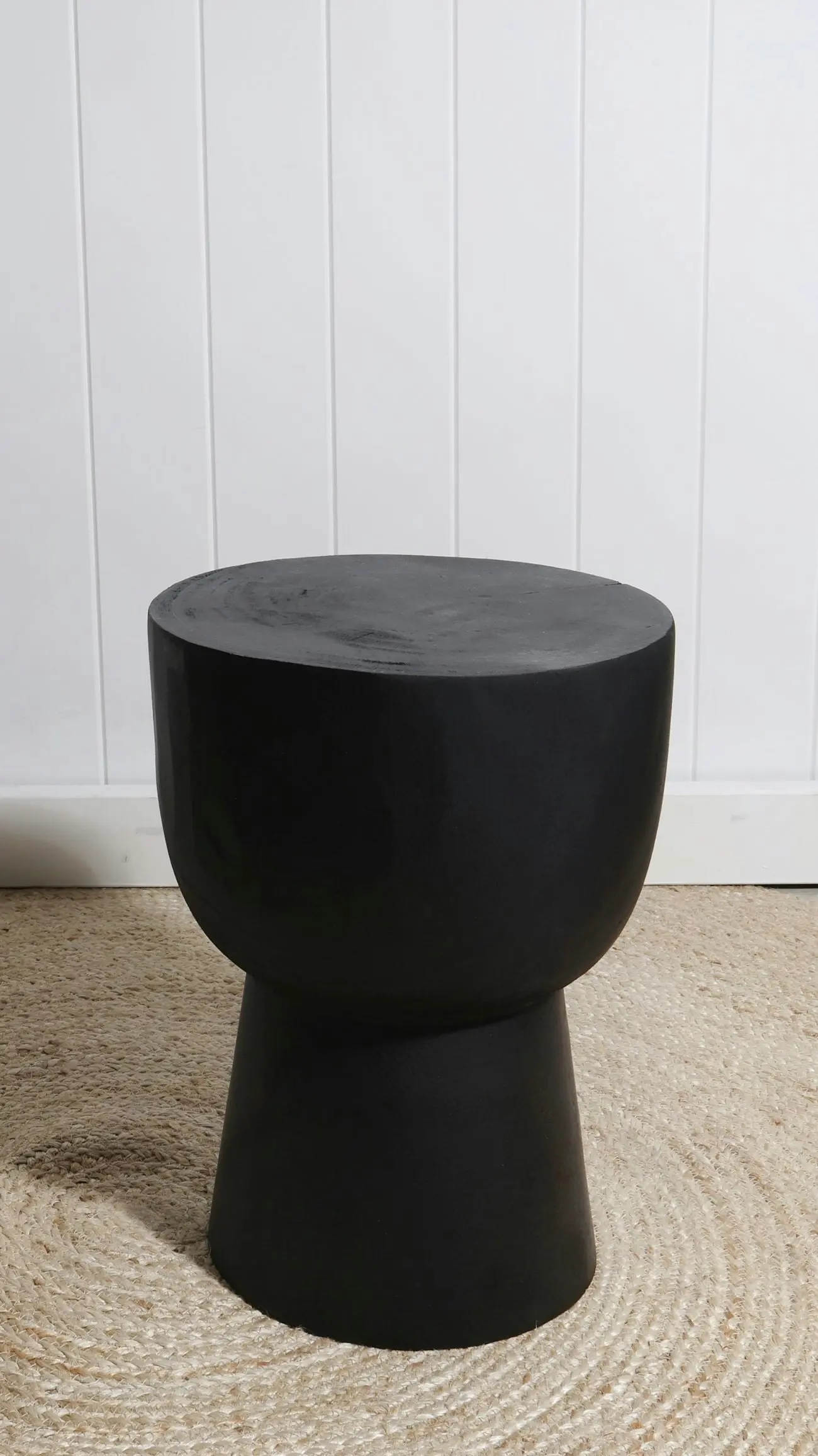 Black Paulownia Wood Side Table / Stool Planter Stand, 40 x 30cm