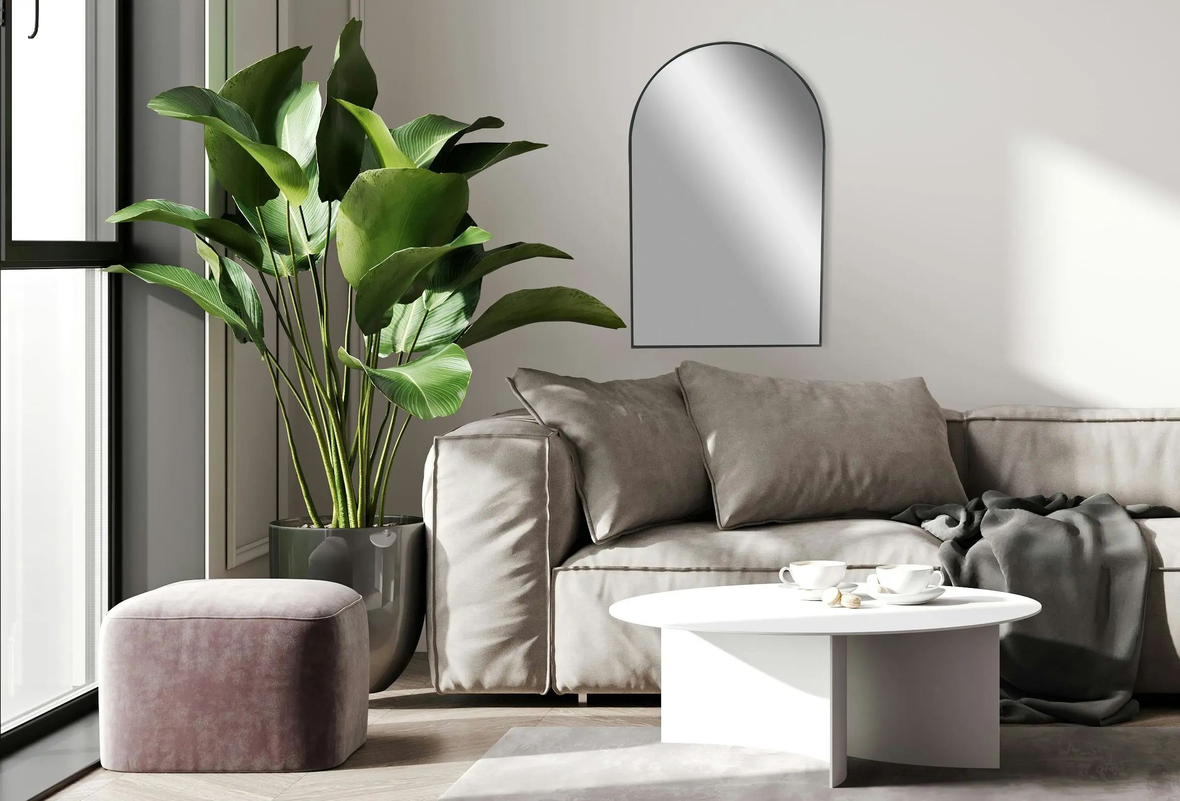 Stella Arch Way Metal Frame Mirror Black 79 x 50 x 2cm