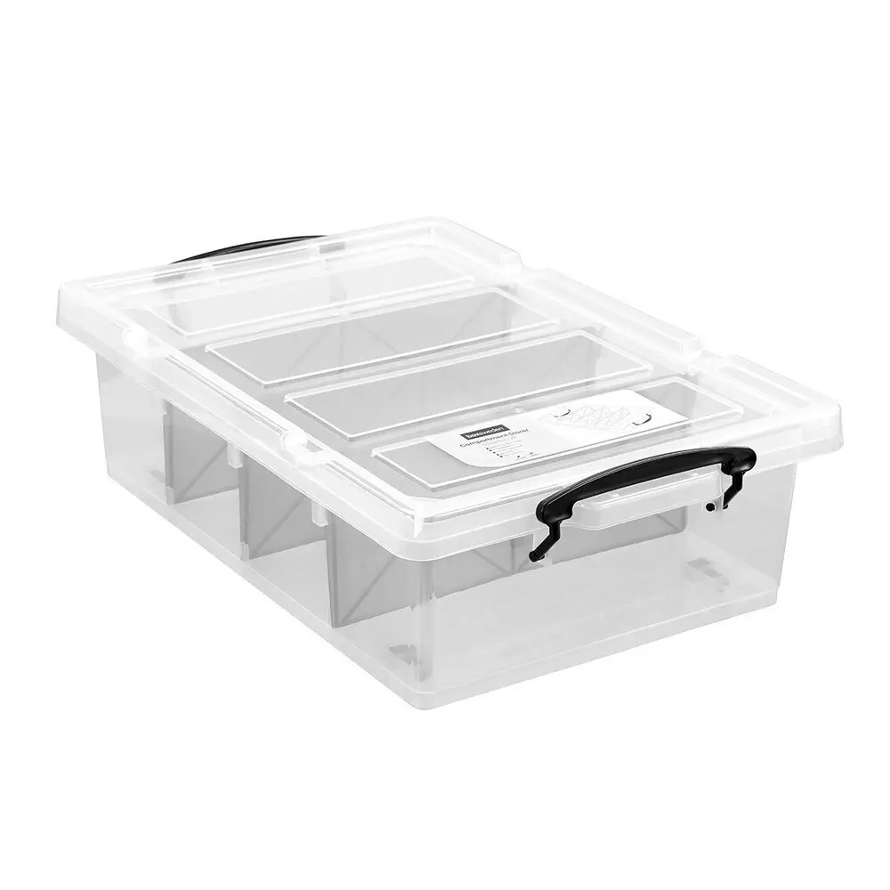 2x Boxsweden 57x38cm/25L 4 Section Compartment Storer Home/Office Tub Organiser