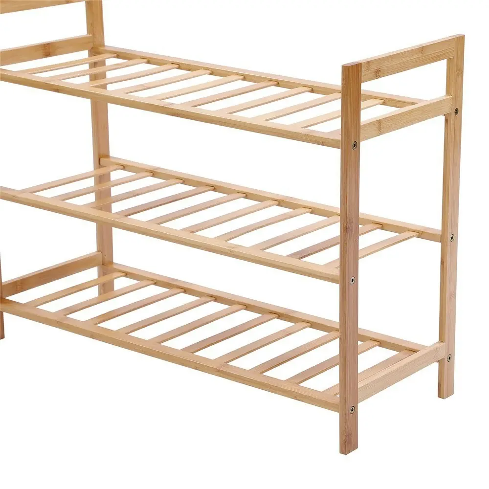 Boxsweden 67x51cm 3-Tier Wooden Bamboo Shoes/Heels/Sneaker Rack Organiser/Stand