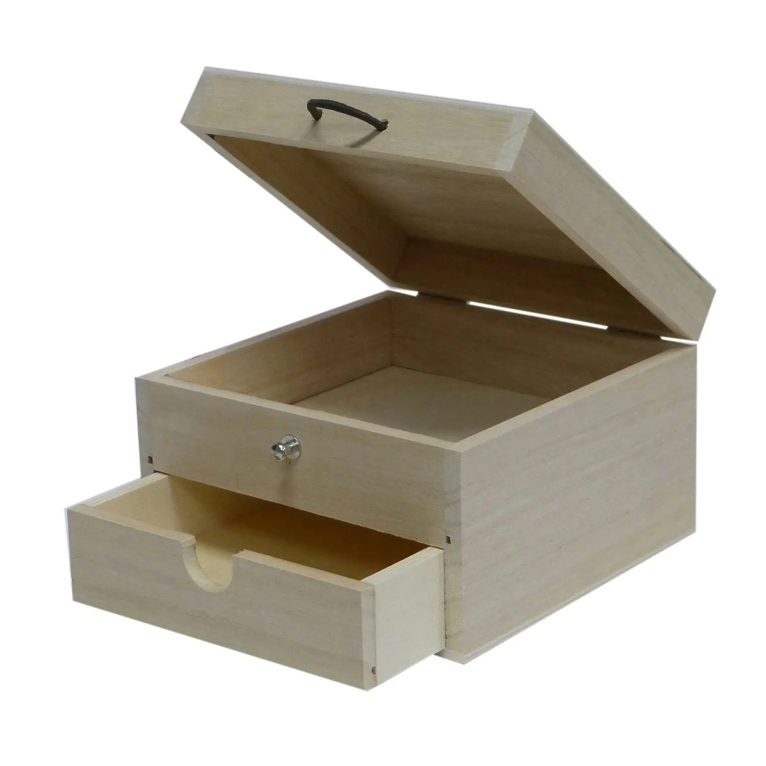 4x Boyle Art/Craft 15cm Wood Square Storage Box w/Hinge Opening/Drawer Organiser