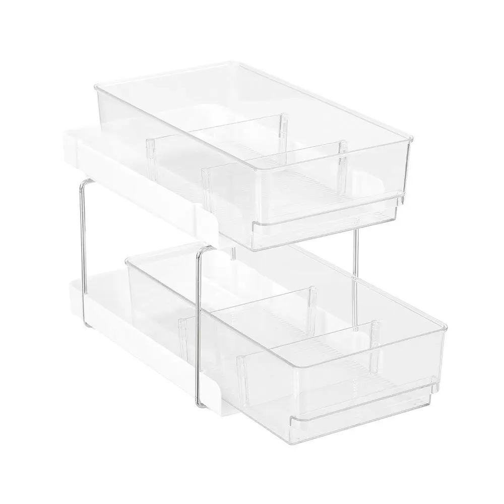 Boxsweden 2-Tier Crystal 30x25.5cm Drawer Tray Storage Organiser w/ Dividers