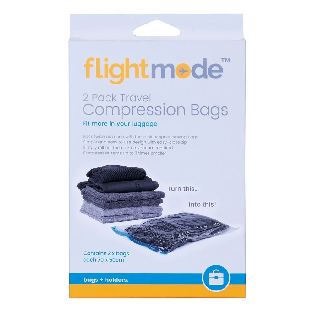 6x Flightmode PA+ PE 50x70cm Travel Storage Vacuum/Compression Bags Clear