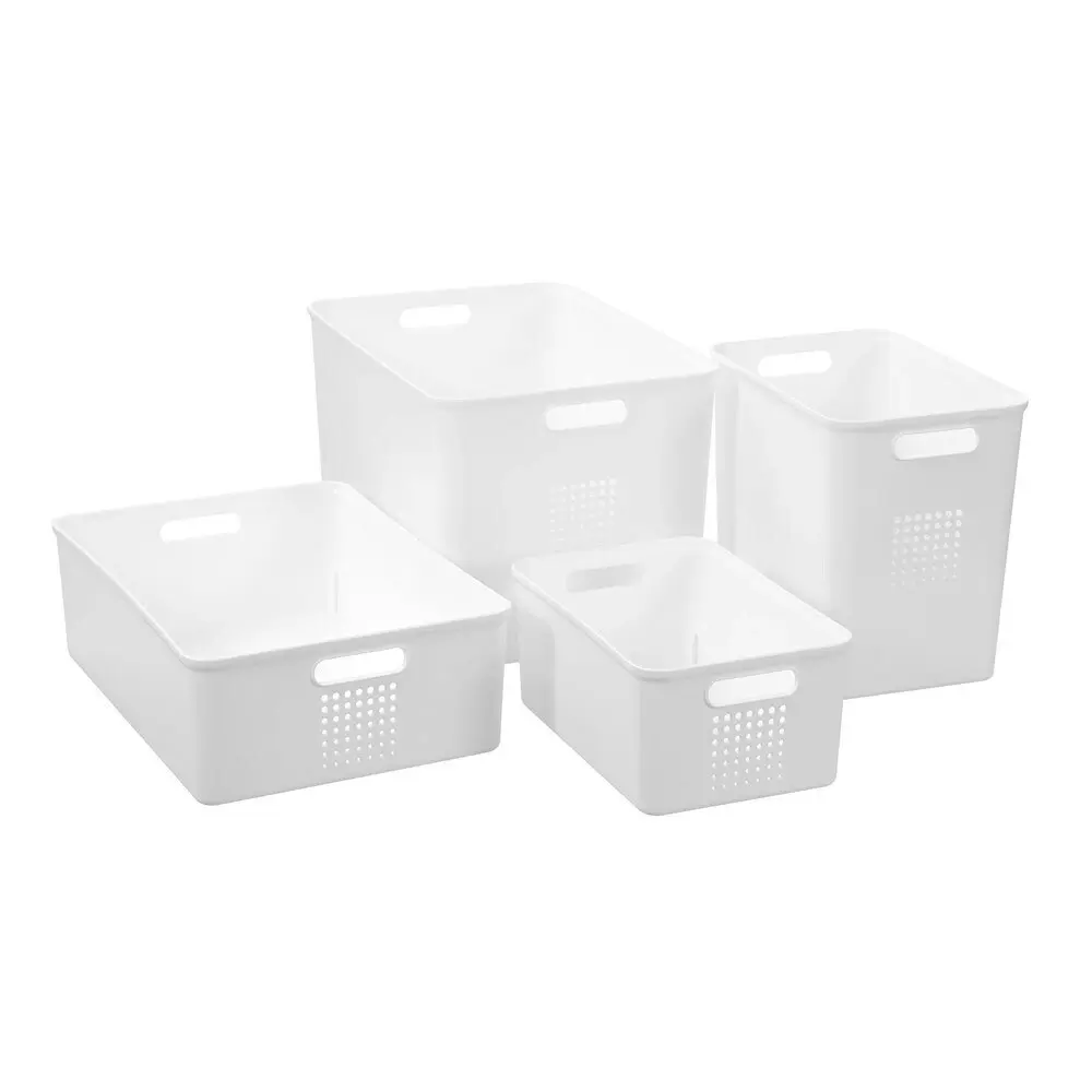 4x Boxsweden Levi 36x26cm/10L Storage Basket Home/Room Organiser w/ Handles WHT