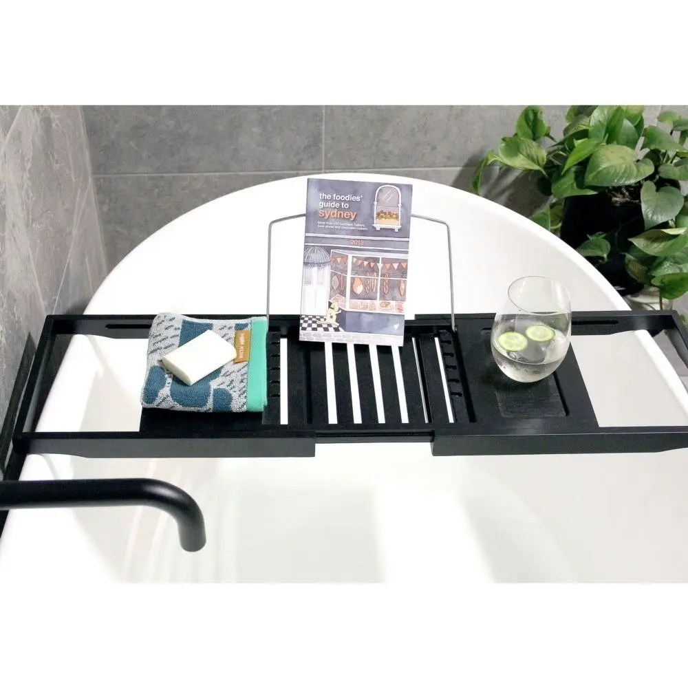 Butlers Banyan 70x22cm Bamboo Bath Caddy Over Tub Storage Holder/Tray Black