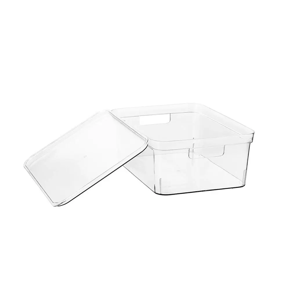 2x Boxsweden Crystal 36x14cm Storage Container Organiser w/ Lid Medium Clear