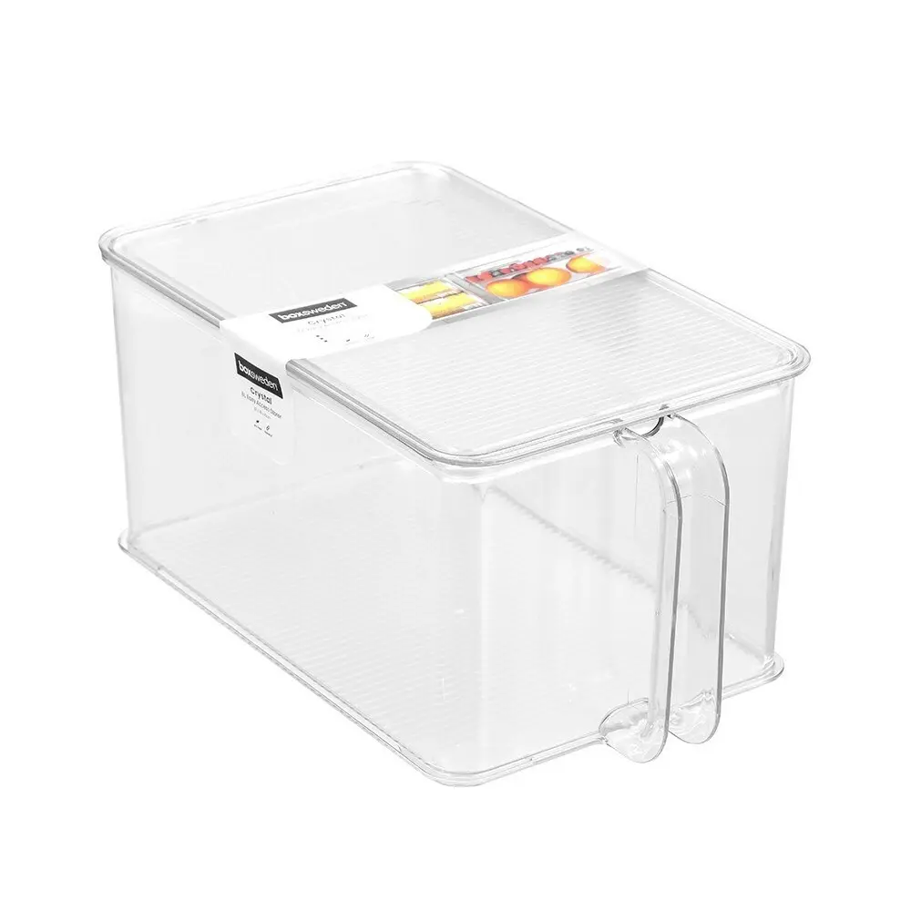 2x Boxsweden Crystal Easy Access Storer w/ Lid 6L Stackable Storage Organiser