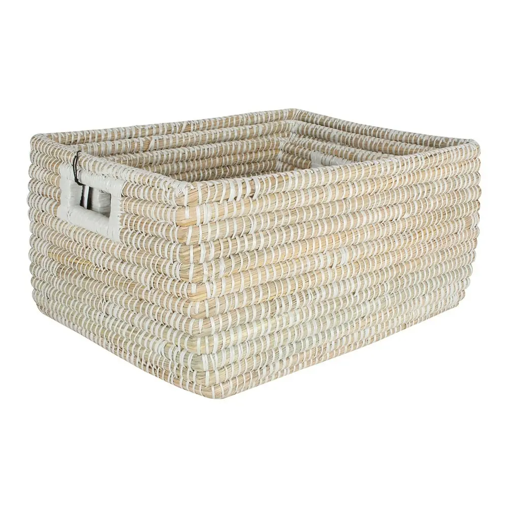 3pc Maine & Crawford Elliot Kans Rectangle 35/40/45cm Grass Basket Set Natural