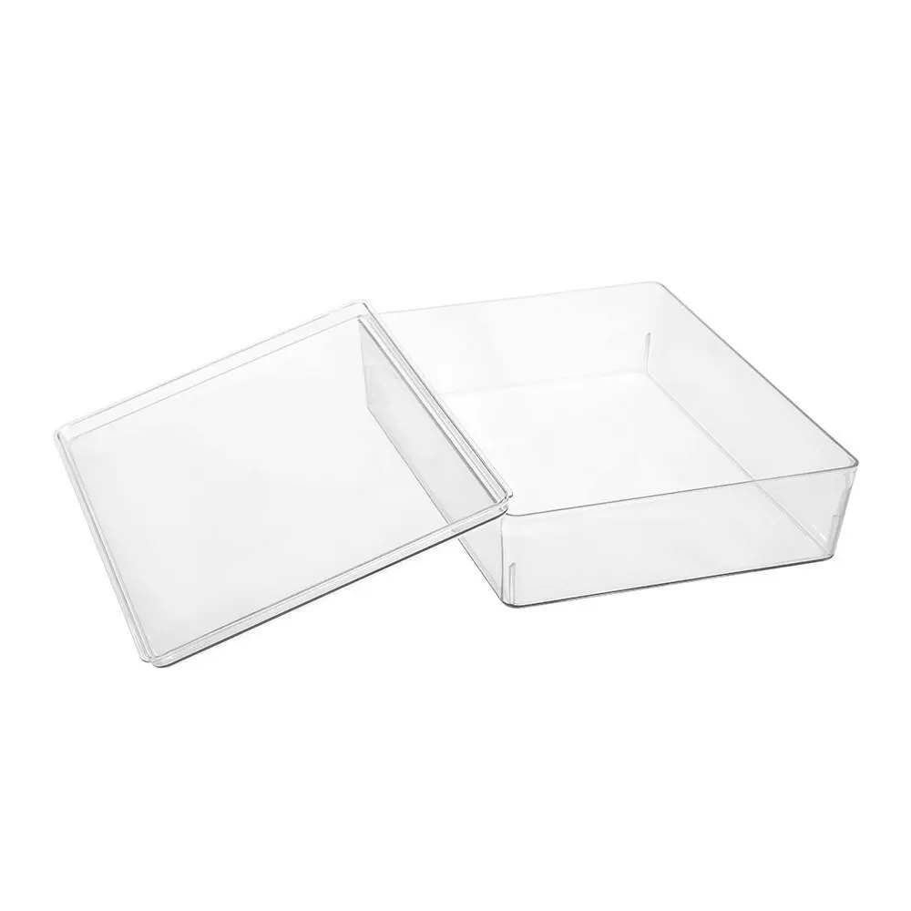 3x Boxsweden Tidy 7L 34cm Crystal Lidded Kitchen/Room Storage Organiser Box CLR