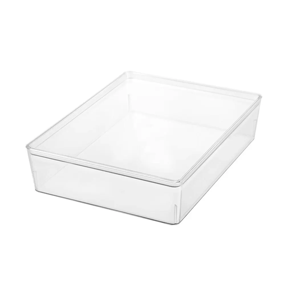 3x Boxsweden Tidy 7L 34cm Crystal Lidded Kitchen/Room Storage Organiser Box CLR