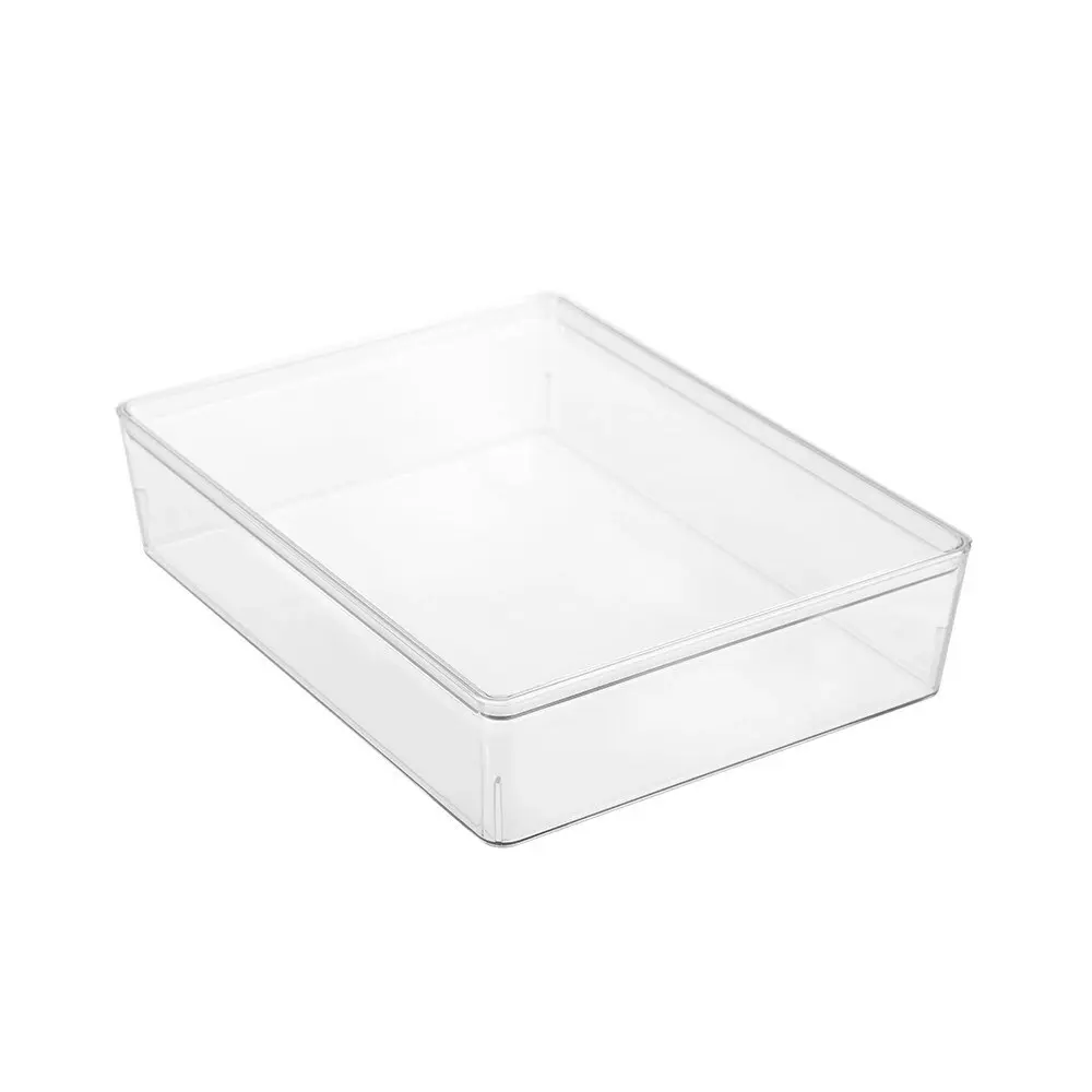 3x Boxsweden Tidy 7L 34cm Crystal Lidded Kitchen/Room Storage Organiser Box CLR