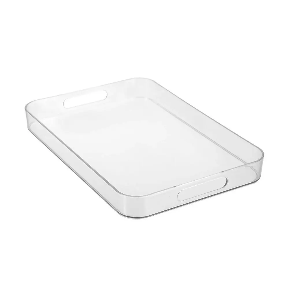 3x Boxsweden 43cm Crystal Serving Tray Storage Container Pantry Organiser Clear