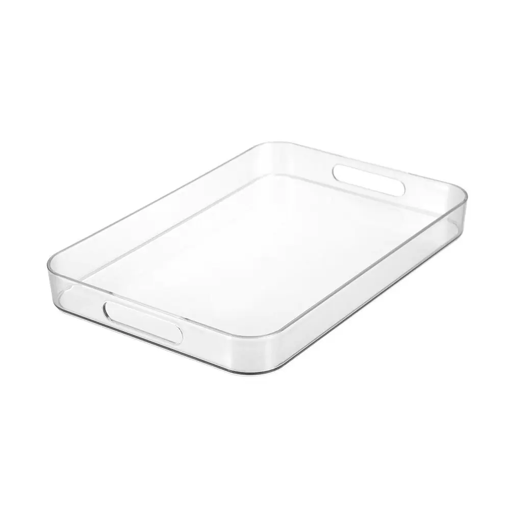 3x Boxsweden 43cm Crystal Serving Tray Storage Container Pantry Organiser Clear