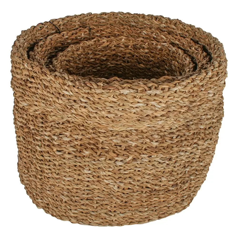 3pc Maine & Crawford Bremer 28/35/43cm Seagrass Round Storage Basket Set Natural