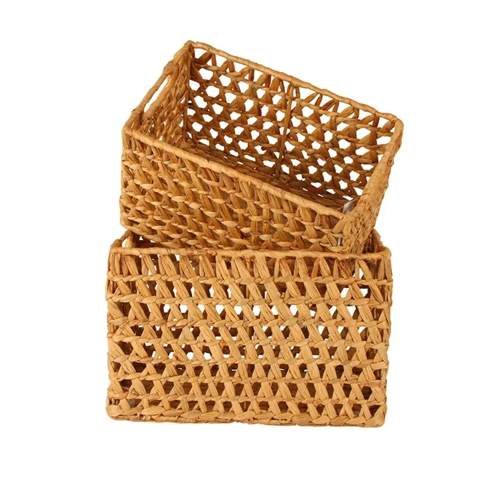 2pc Maine & Crawford Poe 36/40.5cm Water Hyacinth Basket Rectangle Set Natural