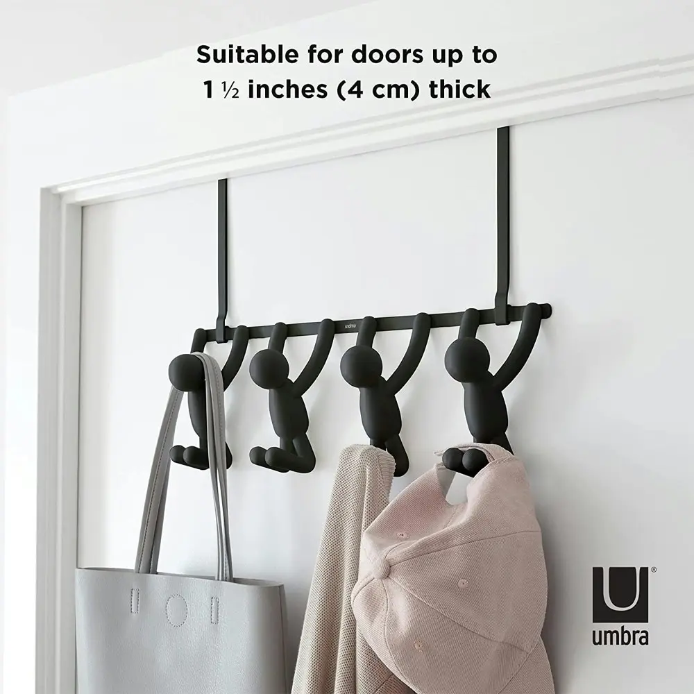 Umbra Buddy 4 Black Over The Door Home Utility Hooks Decorative 32x47x11cm