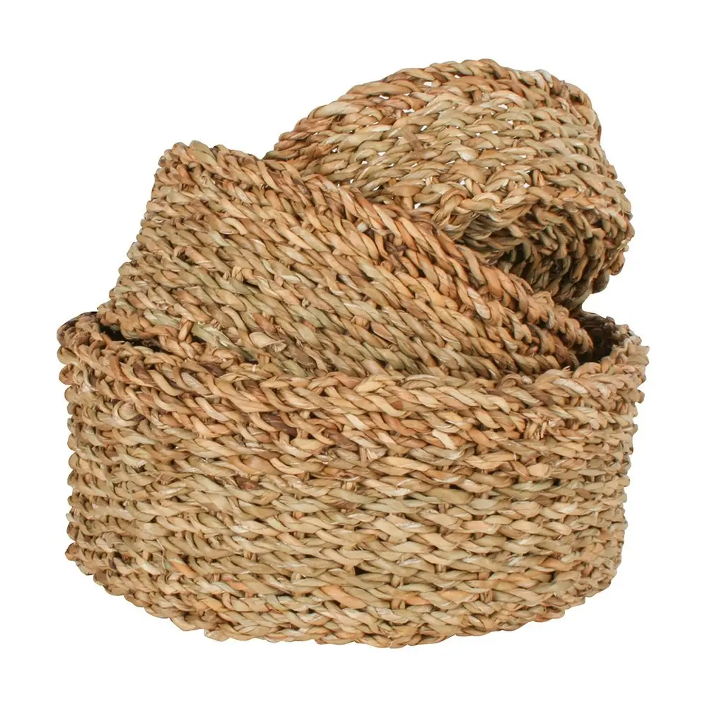 3pc Maine & Crawford Nambucca 20/25/30cm Seagrass Round Basket Storage Natural