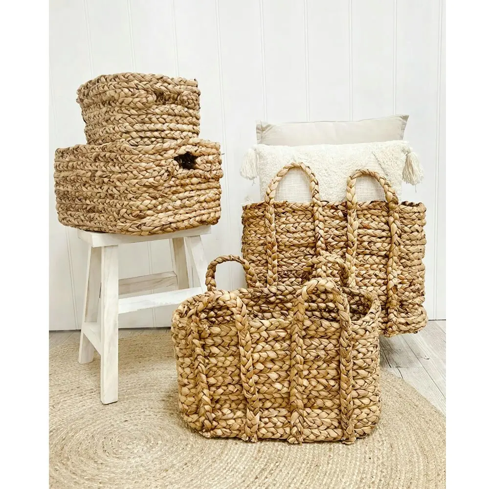 2pc Maine & Crawford Carlina 45/55cm Woven Storage Basket Set w/ Handle Natural