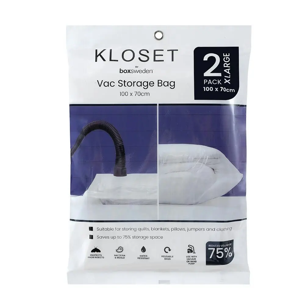 8x Boxsweden Kloset 100x70cm Vac Storage Bag Clothes/Bed Linen Sealed Organiser