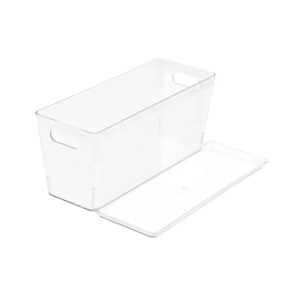 4x Boxsweden Crystal Tidy Box 34cm/5L Storage w/ Lid Stackable Organiser Clear