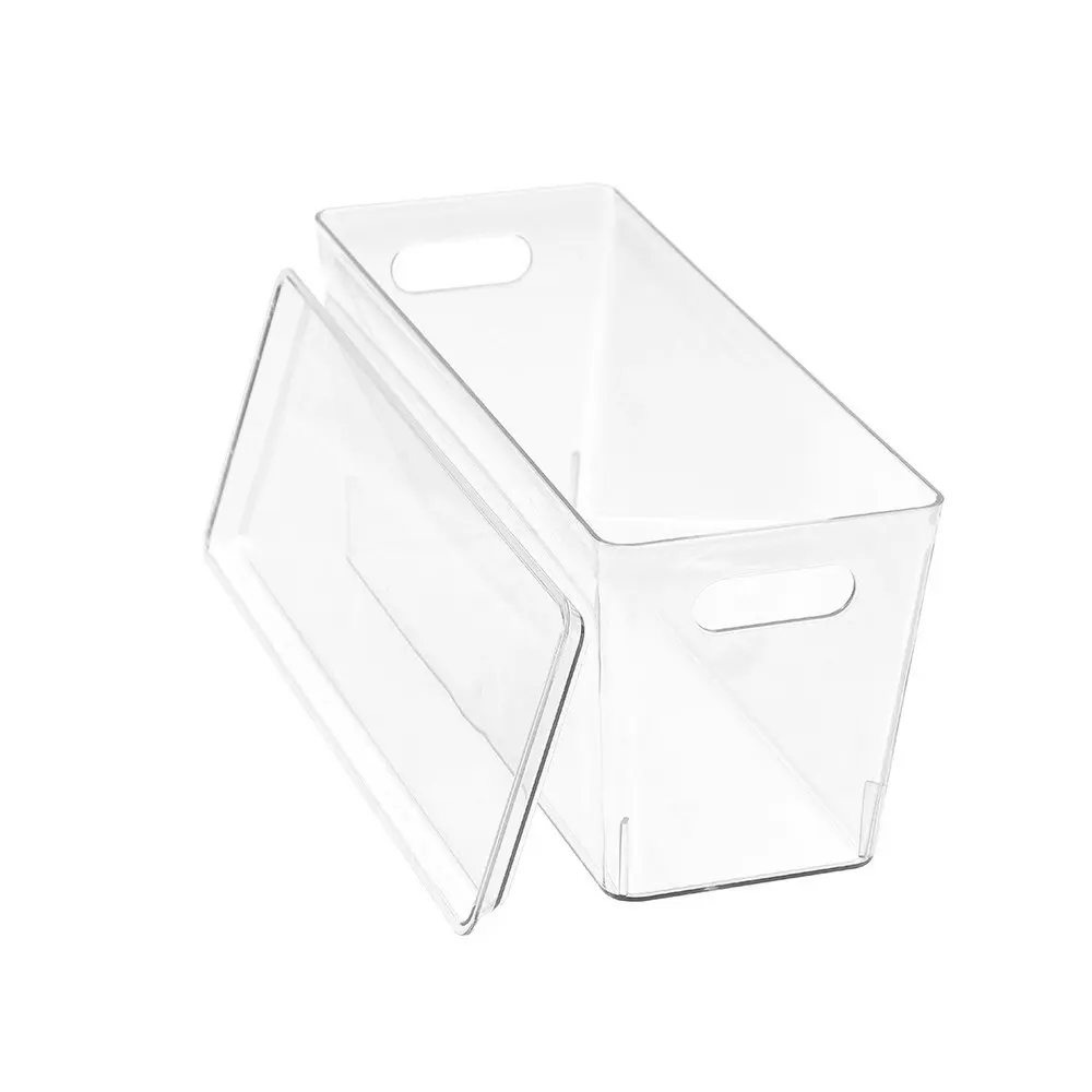 4x Boxsweden Crystal Tidy Box 34cm/5L Storage w/ Lid Stackable Organiser Clear