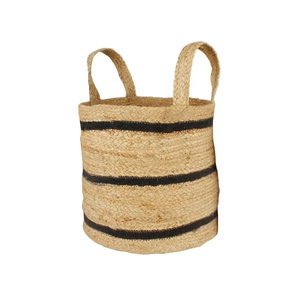 3pc Maine & Crawford Ovela Striped Jute 25/30/35cm Basket Storage Set Natural